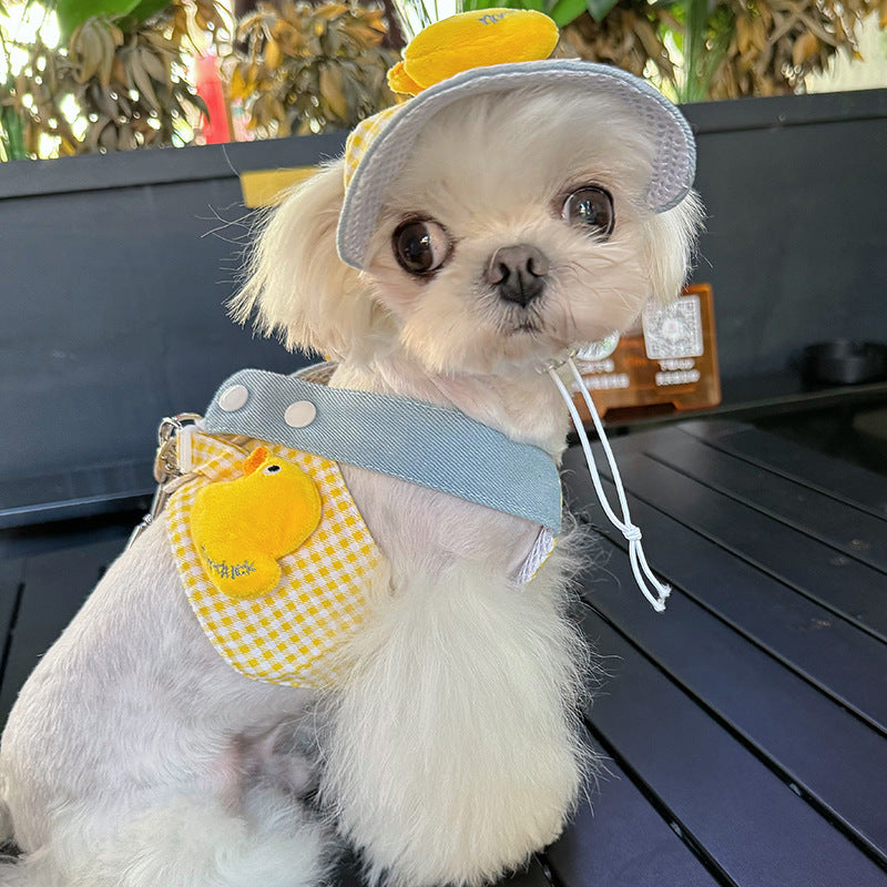 Duck Pointed Pet Chest Harness Leash Cap set