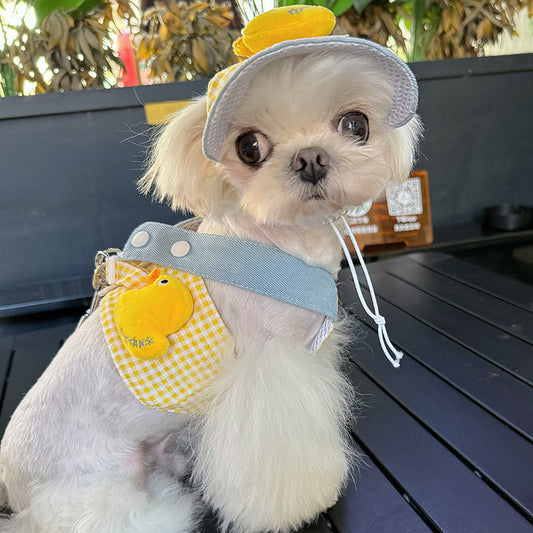 Duck Pointed Pet Chest Harness Leash Cap set